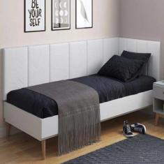 Conjunto de Cabeceira Painel Cama Box Laura II Clean Solteiro 0,90 cm 