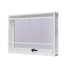 Janela de Aço Maxim-ar 60x60cm com Grade Quadriculada e Vidro Boreal Unicsol Ramassol Branco