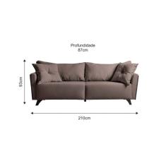 Sofá 3 Lugares Pés Em Imbuia Gales Sofani Marrom