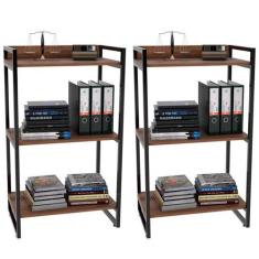 Kit 02 Estantes com 3 Prateleiras Escritório Estilo Industrial Form C0
