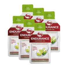 Kit 6X: Endurance Caffeine Carboidrato em Gel Limão Vitafor 30g