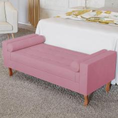 Recamier Baú Félix Solteiro 120cm Suede Rosa Bebê