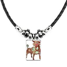 DIYthinker Colar com símbolo do zodíaco da Constelação Taurus Joia Torque Pingente de corda de couro