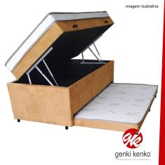 Cama Box Bau Conjugada Mola Solteiro Com Auxiliar Ortopedica Suede (110Kg -)