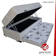 Cama Box Bau Conjugada Mola Solteiro Com Auxiliar Ortopedica Suede (110Kg -)