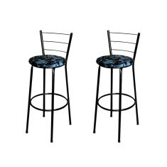 Conjunto 2 Banquetas Alta Preta Para Cozinha