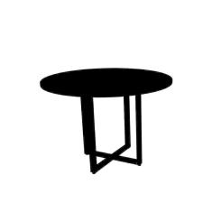 Mesa de Reunião Redonda 110 x 110 cm Pé Tubular PE25 em MDP Preta com Base Preta