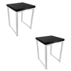 Kit 2 Banco Banqueta Nova York Industrial Cozinha Área Gourmet Branco/