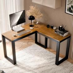 Mesa Escrivaninha Para Home Office Berlim EM L De Canto Estilo Industr
