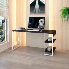 Escrivaninha com Estante Studio Preta e Branca 150x75 cm - Modern