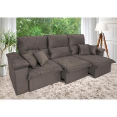 Sofá Retrátil Reclinável Trento 2,30m Suede Velut Tabaco c/ Molas no Assento - King House