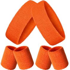 Bememo Conjunto de 6 faixas esportivas neon inclui 2 tiaras, 4 pulseiras, tecido felpudo respirável, faixas atléticas para academia, basquete, tênis, ioga, faixas de suor para fantasias de cosplay