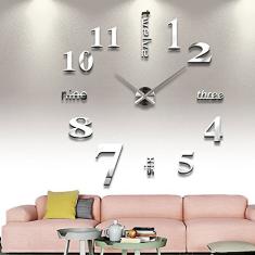 Relógio de parede de luxo 3D DIY Hanbaili com decoração de casa, espelho, sala de estar, grande design artístico Reino Unido