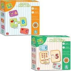 Kit 2 Jogos Madeira Alfabeto e Matemática Nig Pedagógico