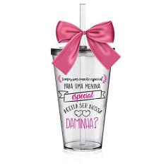 Copo Lembrancinha com Laço para Daminha Convite Especial