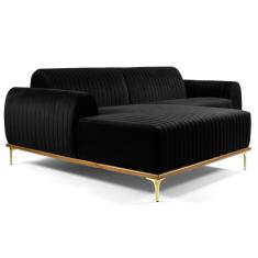 Sofá 320cm 5 Lugares Chaise Esquerdo Pés Gold B-300 Preto