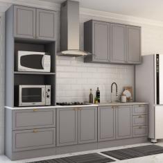 Cozinha Completa Miami 9 Portas 5 Gavetas 100% Mdf Americana Cinza - Panorama Móveis