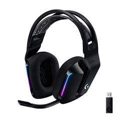 Headset Gamer Sem Fio Logitech G733 7.1 Dolby Surround com Tecnologia Blue VO!CE, RGB LIGHTSYNC, Drivers de Áudio Avançados e Bateria Recarregável para PC e PlayStation - Preto