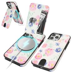 SkyEagle Capa carteira compatível com Magsafe para iPhone 13 Pro Max com suporte para cartão de suporte, bloqueio de RFID, compartimentos para cartão de crédito, couro sintético masculino e feminino,