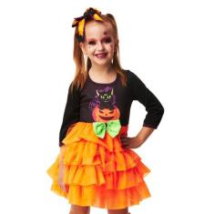 Fantasia Bruxinha Infantil Vestido Halloween Bruxa Cindy - FSP,  M