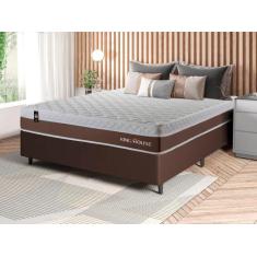Conjunto Cama Box c/ Molas Ensacadas Venice Marrom Casal 138x188x60 - 