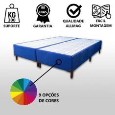 Base Box King Bipartido Padrão Suede Liso (1,93 x 2,03 m) Com 37 cm de