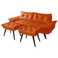 Sofá Bariloche 3 Lugares Duas Banquetas Material Sintético - Essencial