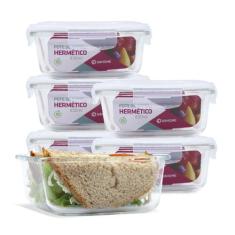 KIT 6 Potes Vidro Herméticos Quadrados 800ml - U4home