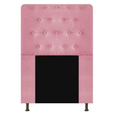 Cabeceira Estofada Brenda 100 cm Solteiro Com Botonê Suede Rosa Bebê -