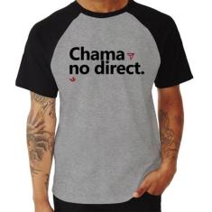Camiseta Raglan Chama no direct - Foca na Moda, Cinza, Preto, G
