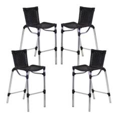 Kit 4 Banquetas Fortaleza Em Alumínio Alta Edícula Cozinha e Balcao - 