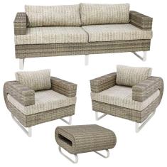 Conjunto De Sofá Completo Modelo Begônia Bege