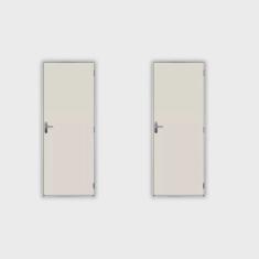 2 Kits Porta de Madeira Lisa 215x85cm com Batente de Aço 06cm Açomad Branco
