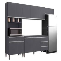 Cozinha Modulada Andréia 5 Peças 240cm Cinza - Ajl Móveis Cinza