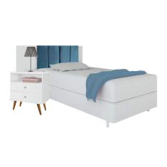 Cabeceira De Cama Box Milão 0,90 Suede Azul