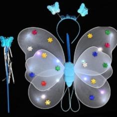 Fantasia Feminina Adulta Infantil Com Led Asas Varinha 30 Cm - 70P Bri