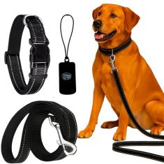 Daizzy Gear Conjunto de coleira, coleira e bolsa refletiva para cães - Coleira durável de 1,5 m para cães pequenos, médios e grandes - mão macia com conforto acolchoado para caminhar (conjunto de 4
