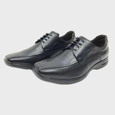 Sapato social democrata bico quadrado masculino em couro