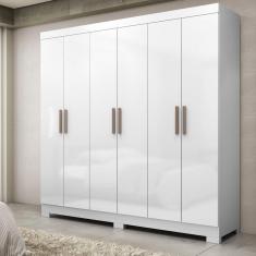 Guarda Roupa 6 Portas com pés  Paris Espresso Móveis Branco