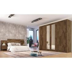 Roupeiro Oslo 6 Portas 4 Gavetas 100 MDF Espelhado