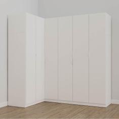 Guarda Roupa Modulado de Canto 6 Portas 3 Peças Hera Cabecasa Madeiramadeira Branco Geada/Cromado