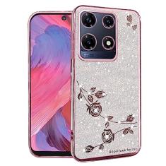 Kainevy Capa para Infinix Note 30 Pro com glitter para mulheres meninas rosa floral transparente protetor à prova de choque Infinix Note 30 Pro capa de telefone luxuosa diamante brilhante linda capa