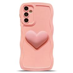 LYQZDT Capa para celular Samsung Galaxy A14 5G para mulheres e meninas, fofa Kawaii 3D amor coração estética encaracolado ondulado antiderrapante capa de câmera à prova de choque de silicone macio A14