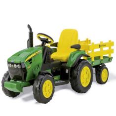 Trator Elétrico John Deere Ground Force 12V Com Carretinha - Peg Péreg