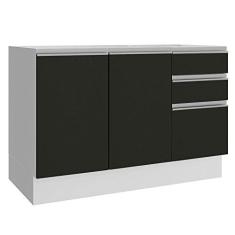 Balcão de Pia Madesa Glamy 2 Portas e 3 Gavetas - Branco/preto