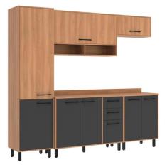 Cozinha Completa Modulada 5 Peças com Paneleiro Havana Multimóveis Cr20335 Rovere/grafite