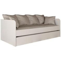 Sofa Cama Solteiro Com Auxiliar CM8032 Branco Tecno Mobili,  Branco