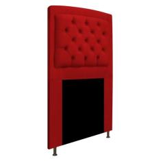 Cabeceira Estofada Geovana 90 cm Solteiro Com Capitonê  Suede Vermelho
