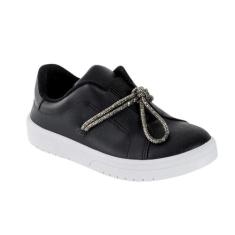 Tênis Feminino Moleca Preto Fumê Cadarço Brilhante Casual, Preto fume,