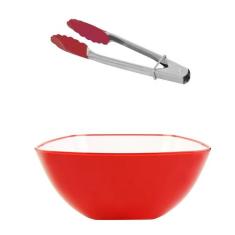 Saladeira Quadrada Vermelha com pegador 3700 ML - MIMO